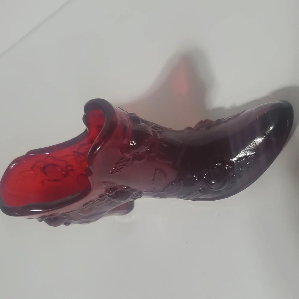 Vtg Ruby Red Fenton Glass Slipper - Picture 2 of 8